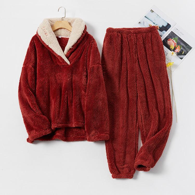 Flannel Pajamas Set Thickening - Amazitshop