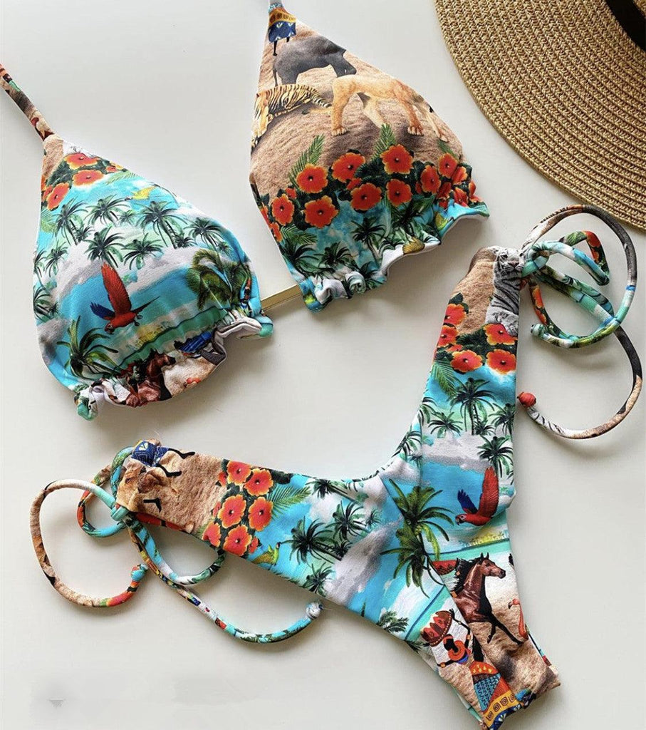 Floral Retro Trade Bikini New Sexy Swimwear - Amazitshop