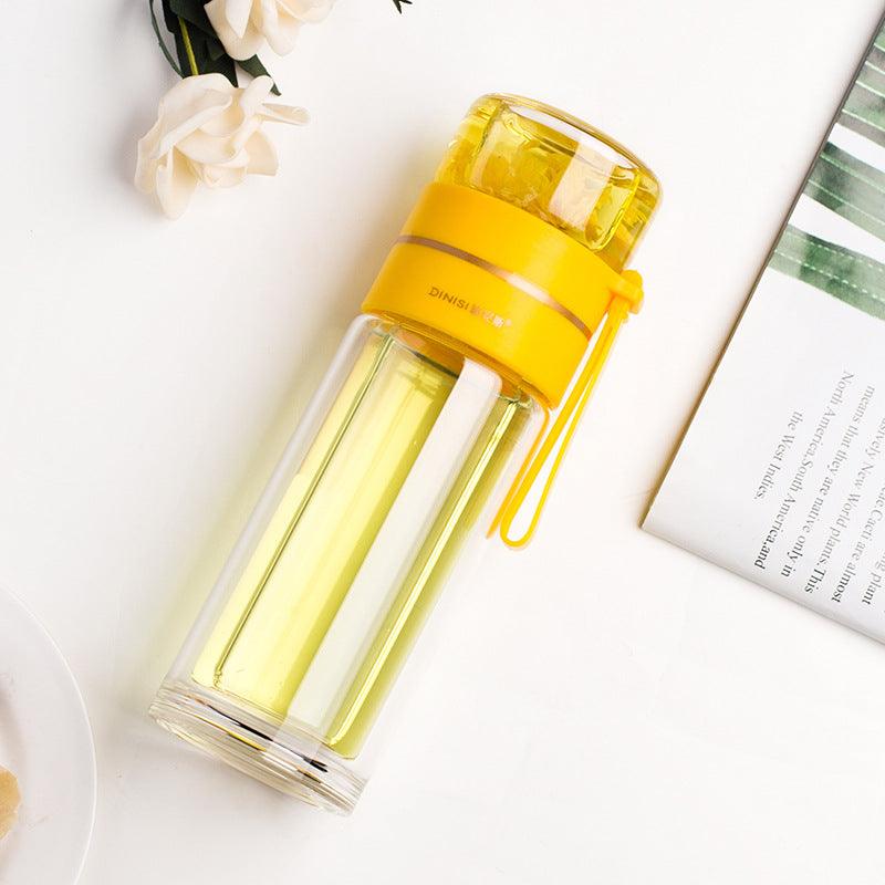 Glass Water Bottle With Tea Infuser Filter Tea Separation Double Wall Glass Bottle Leakproof Water Bottle - Amazitshop
