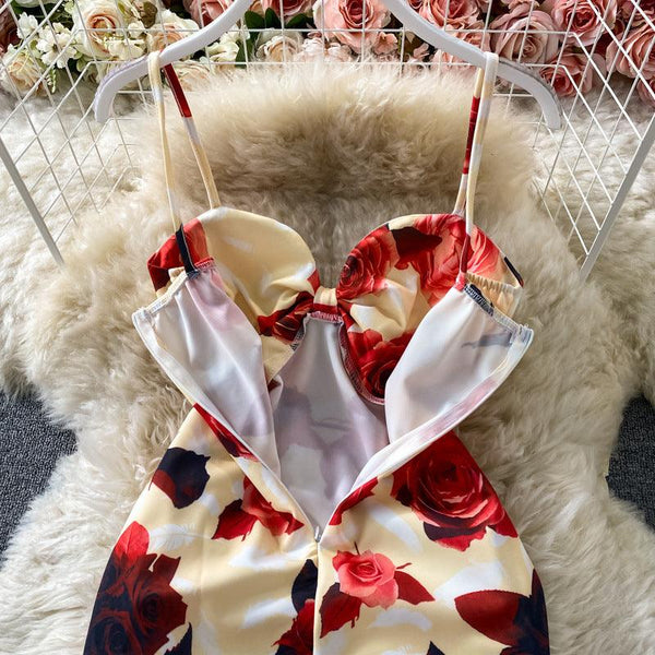 Halter Print Suspender Dress Women Summer - Amazitshop