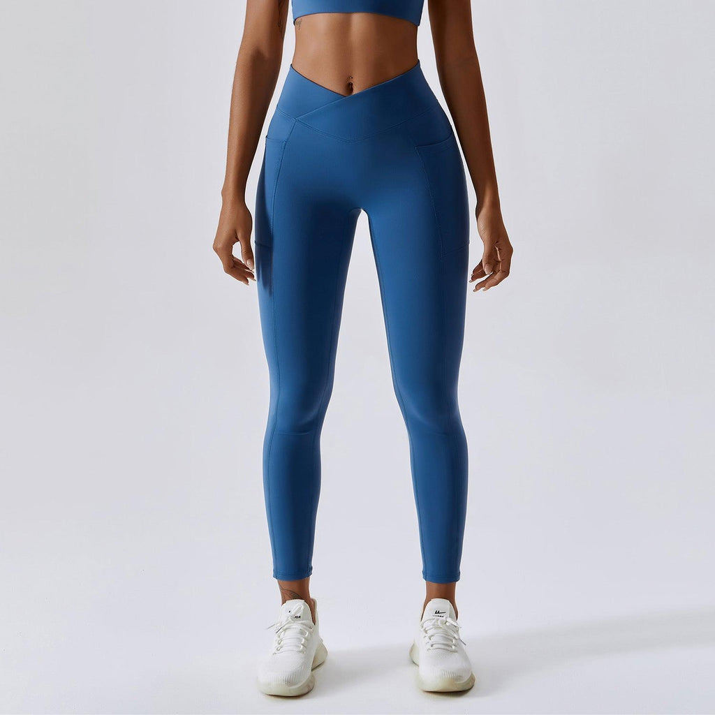Hip - lifting Fitness Crossed Waist Head Tight Running Sports Pants - Amazitshop