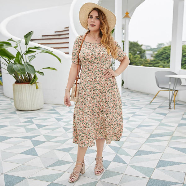 Lady Summer Plus Size Women Floral Dress - Amazitshop
