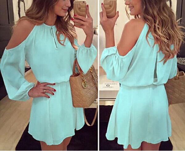 Long Sleeves Off Shoulder Party Short Mini Dress - Amazitshop