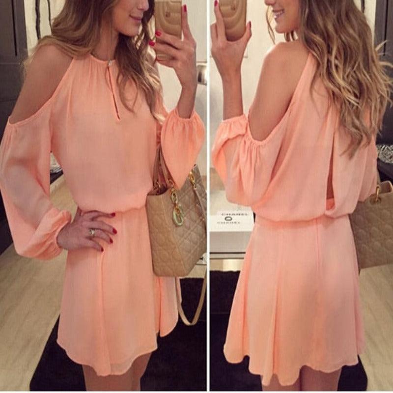 Long Sleeves Off Shoulder Party Short Mini Dress - Amazitshop