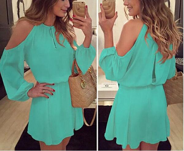 Long Sleeves Off Shoulder Party Short Mini Dress - Amazitshop