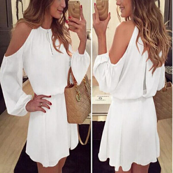 Long Sleeves Off Shoulder Party Short Mini Dress - Amazitshop