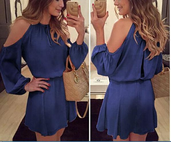 Long Sleeves Off Shoulder Party Short Mini Dress - Amazitshop