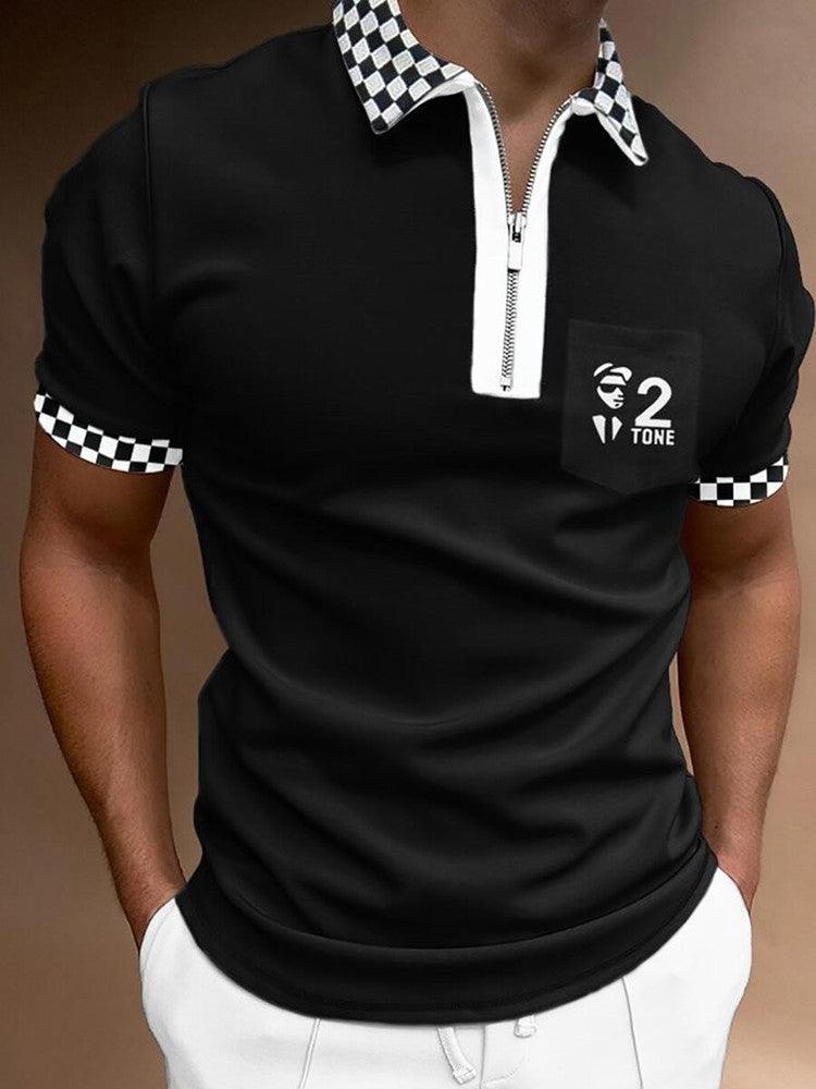Men's POLO Shirt Printed Short Sleeve T-Shirt Top - Amazitshop