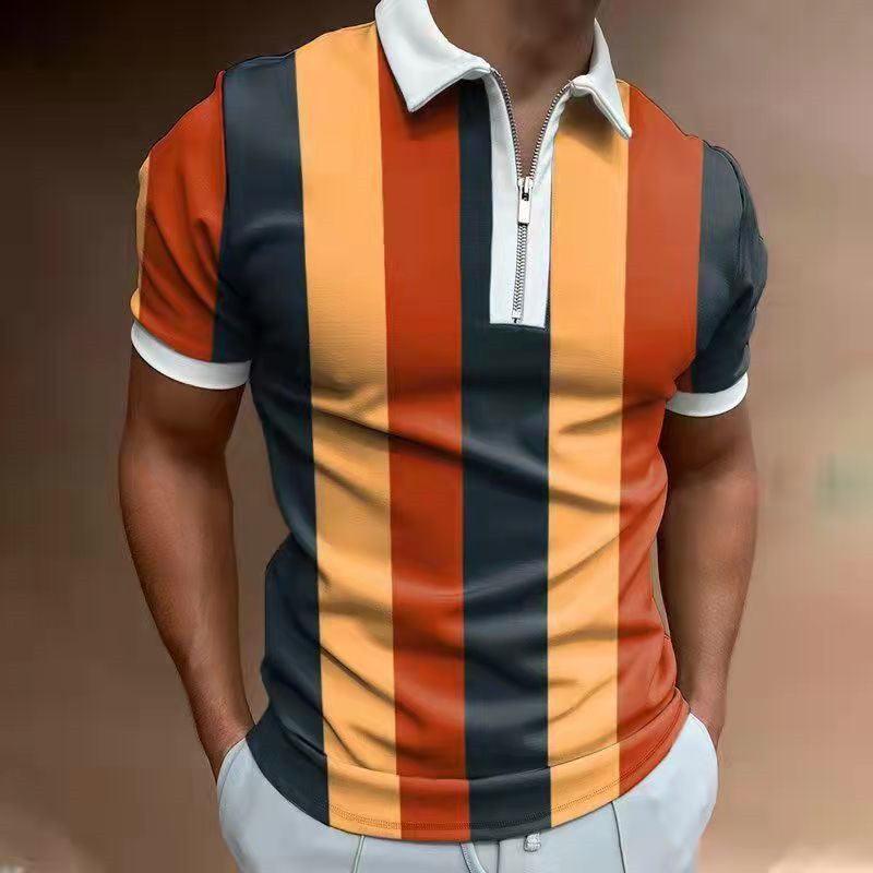 Men's POLO Shirt Printed Short Sleeve T-Shirt Top - Amazitshop