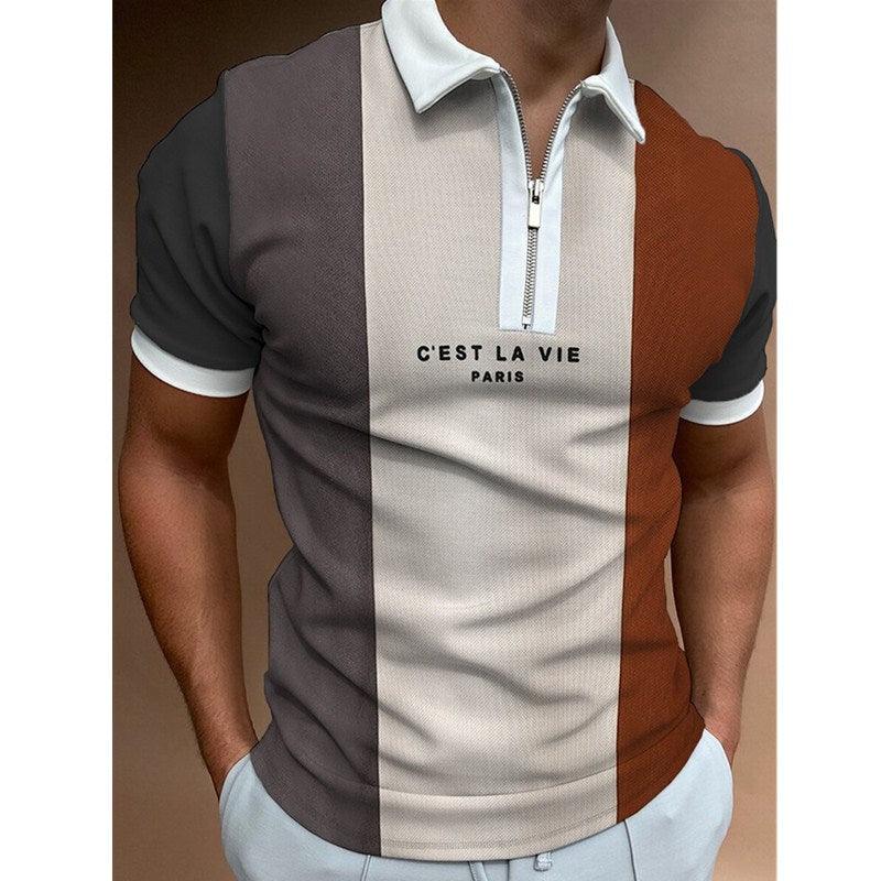 Men's POLO Shirt Printed Short Sleeve T-Shirt Top - Amazitshop
