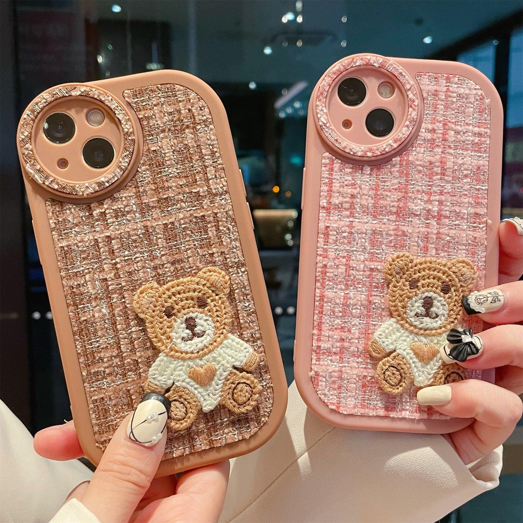 Mobile Cartoon Bear Phone Shell Flannel - Amazitshop