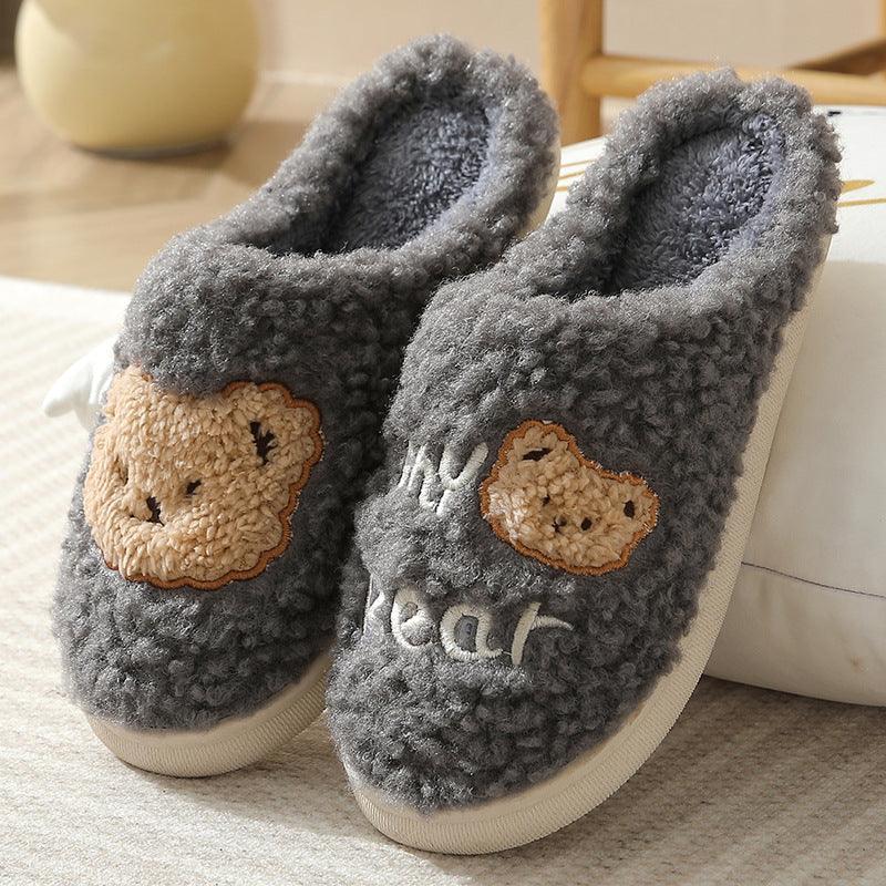 New Bear Slippers Winter Warm House Shoes For Women Couple - Amazitshop