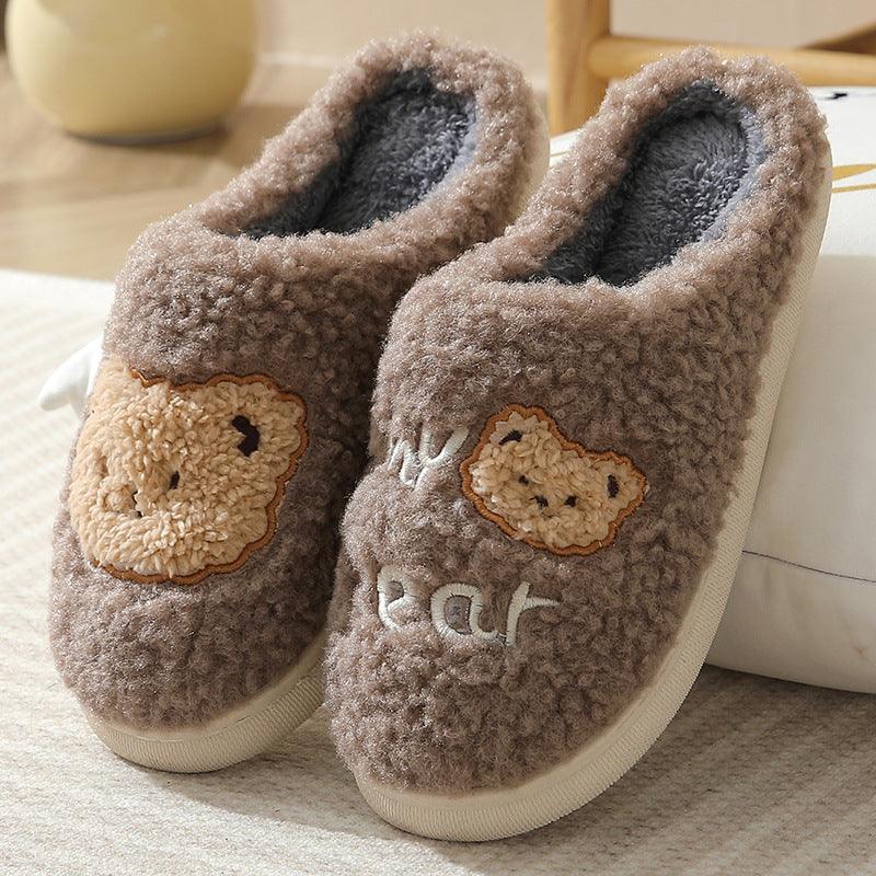 New Bear Slippers Winter Warm House Shoes For Women Couple - Amazitshop
