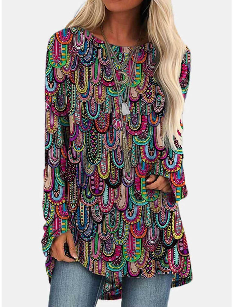 New Long T-shirt Dress Retro Ethnic Style - Amazitshop