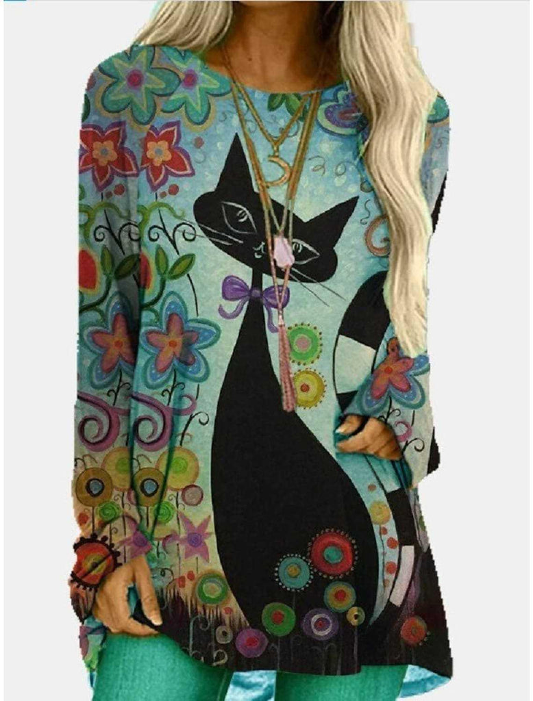 New Long T-shirt Dress Retro Ethnic Style - Amazitshop