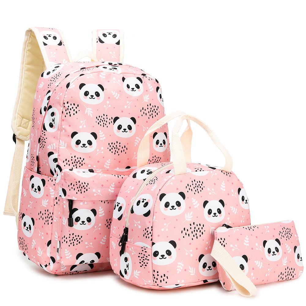 New Panda Three - piece Set Primary School School Bag Children's Meal Bag Pen Bag - Amazitshop