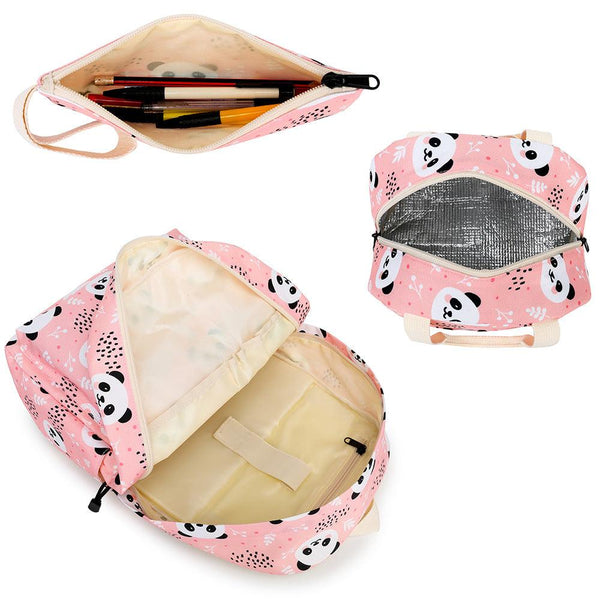 New Panda Three - piece Set Primary School School Bag Children's Meal Bag Pen Bag - Amazitshop