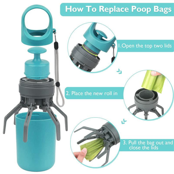 Portable Lightweight Dog Pooper Scooper With Built - in Poop Bag Dispenser Eight - claw Shovel For Pet Toilet Picker Pet Products - Amazitshop