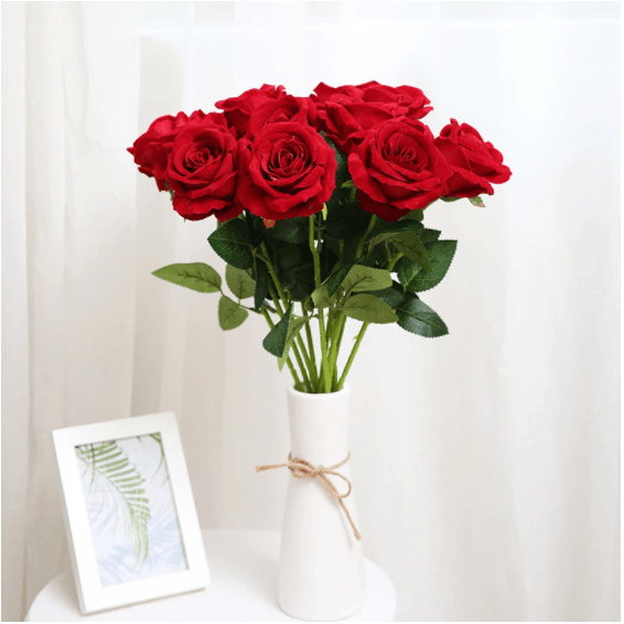 Red Artificial Rose Flowers Living Room Home Decoration Flowers Bouquet - Amazitshop