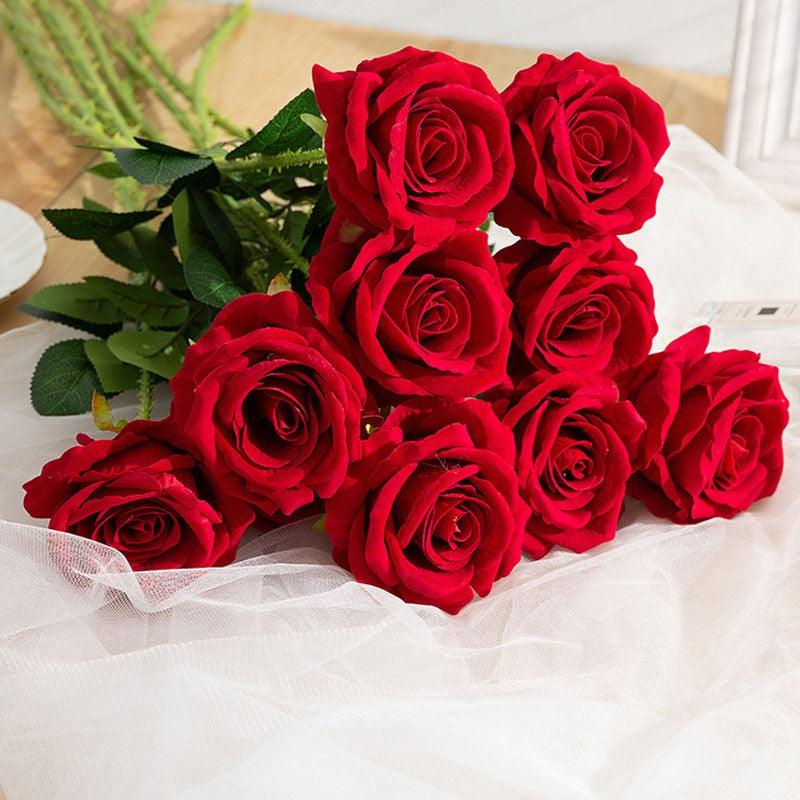 Red Artificial Rose Flowers Living Room Home Decoration Flowers Bouquet - Amazitshop