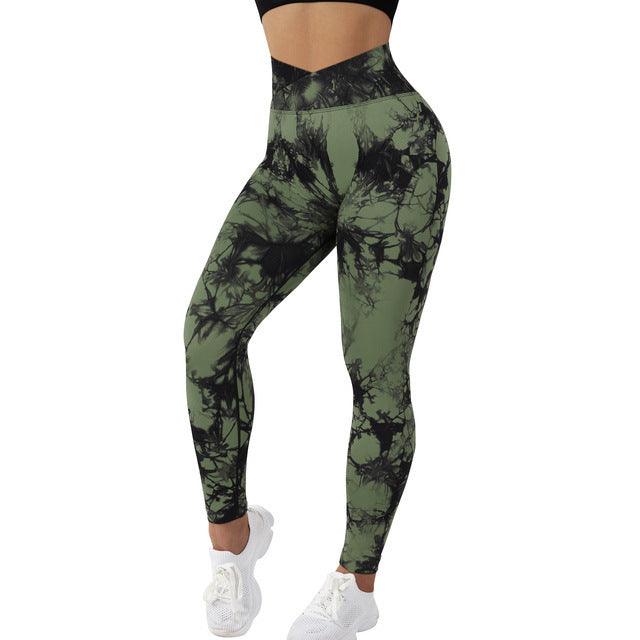 Seamless Tie Dye Leggings Women Yoga Pants Push Up Sport Fitness Running Gym Leggings - Amazitshop