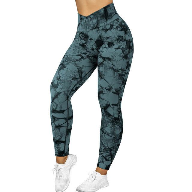 Seamless Tie Dye Leggings Women Yoga Pants Push Up Sport Fitness Running Gym Leggings - Amazitshop