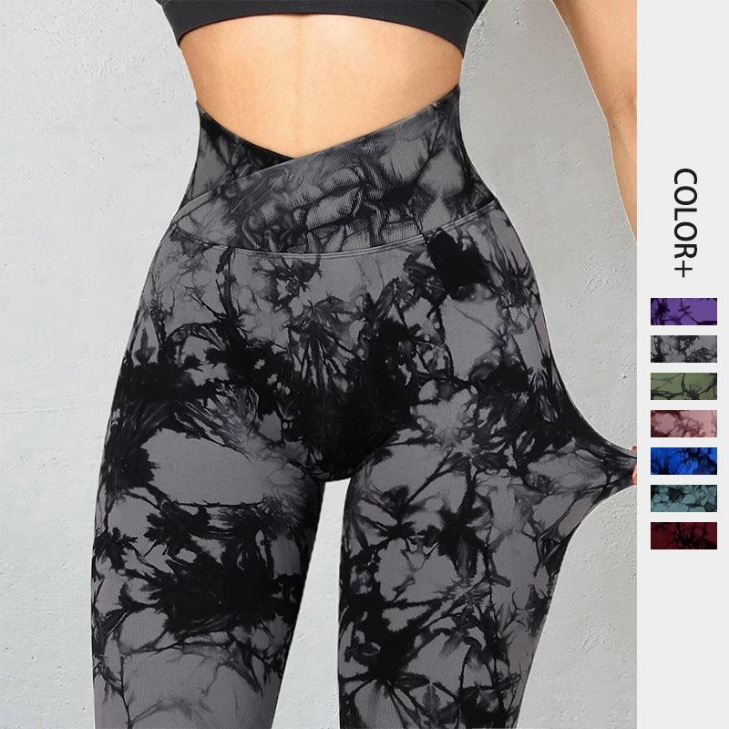 Seamless Tie Dye Leggings Women Yoga Pants Push Up Sport Fitness Running Gym Leggings - Amazitshop