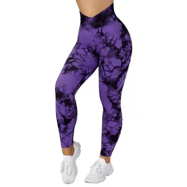Seamless Tie Dye Leggings Women Yoga Pants Push Up Sport Fitness Running Gym Leggings - Amazitshop