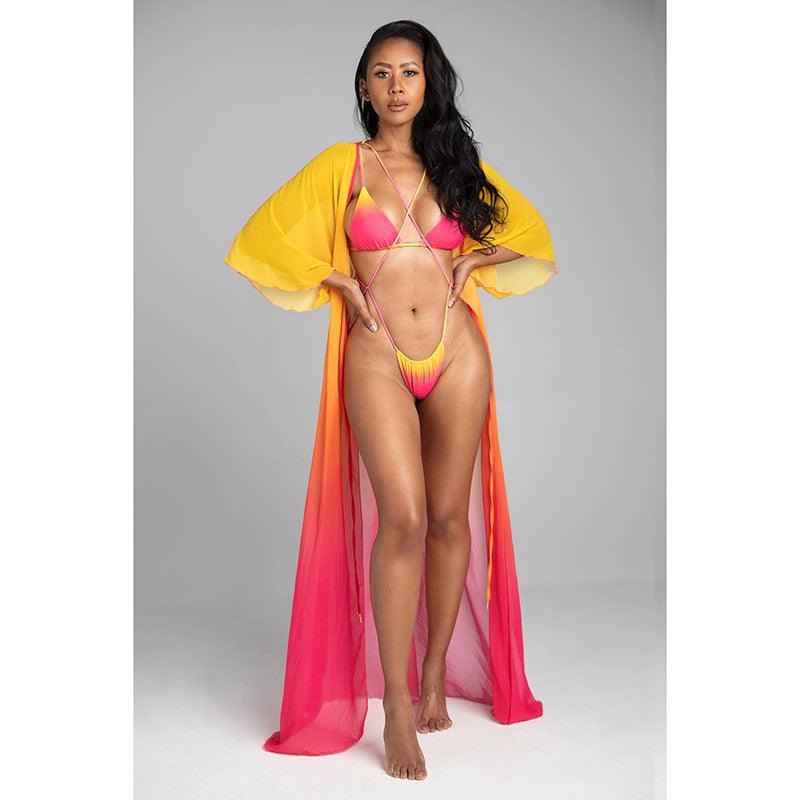 Sexy Gradient Swimwear Bikini Split Swimsuit - Amazitshop