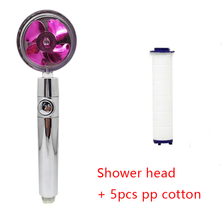 Shower Head Water Saving Flow 360 Degrees Rotating With Small Fan ABS Rain High Pressure Spray Nozzle Bathroom Accessories - Amazitshop