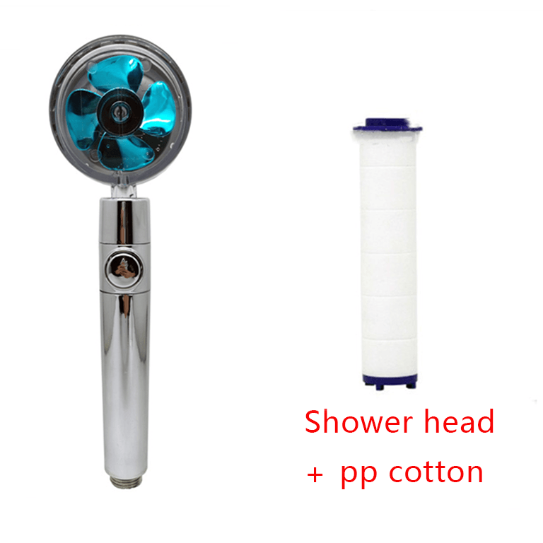 Shower Head Water Saving Flow 360 Degrees Rotating With Small Fan ABS Rain High Pressure Spray Nozzle Bathroom Accessories - Amazitshop