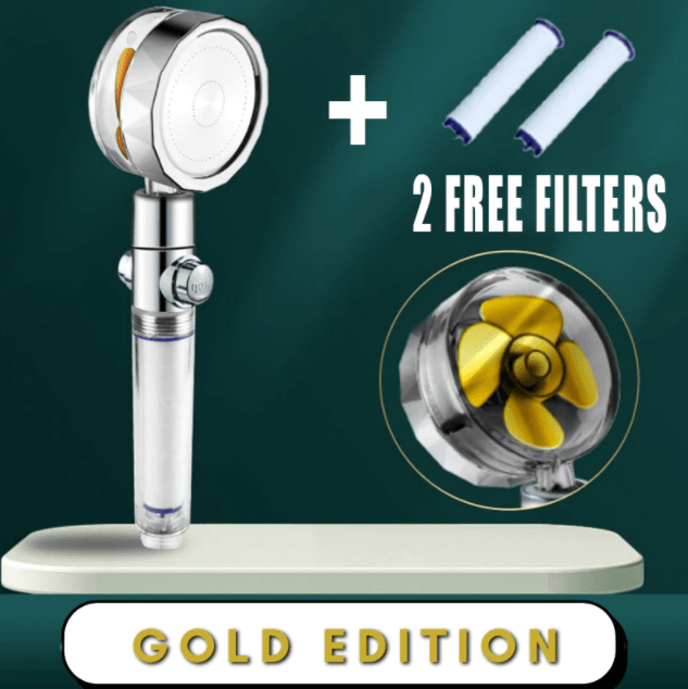 Shower Head Water Saving Flow 360 Degrees Rotating With Small Fan ABS Rain High Pressure Spray Nozzle Bathroom Accessories - Amazitshop