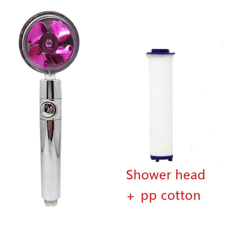 Shower Head Water Saving Flow 360 Degrees Rotating With Small Fan ABS Rain High Pressure Spray Nozzle Bathroom Accessories - Amazitshop