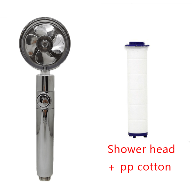 Shower Head Water Saving Flow 360 Degrees Rotating With Small Fan ABS Rain High Pressure Spray Nozzle Bathroom Accessories - Amazitshop