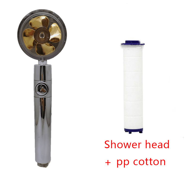 Shower Head Water Saving Flow 360 Degrees Rotating With Small Fan ABS Rain High Pressure Spray Nozzle Bathroom Accessories - Amazitshop