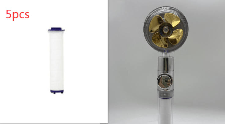 Shower Head Water Saving Flow 360 Degrees Rotating With Small Fan ABS Rain High Pressure Spray Nozzle Bathroom Accessories - Amazitshop