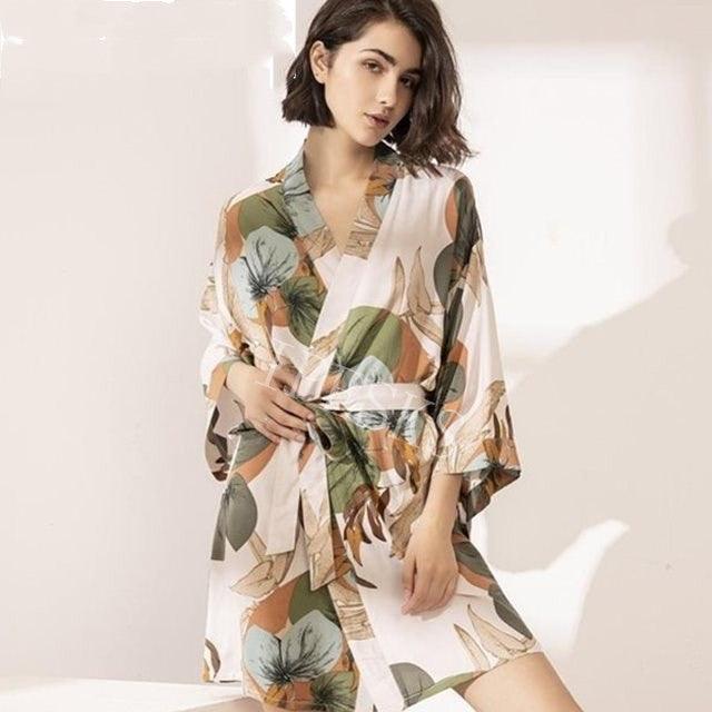 Sleepwear Robe Spring Thin Cotton - silk Women - Amazitshop