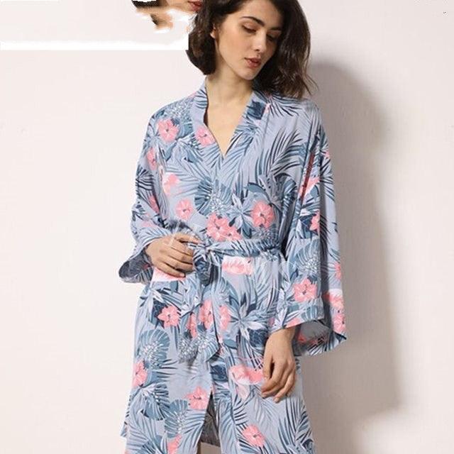 Sleepwear Robe Spring Thin Cotton - silk Women - Amazitshop