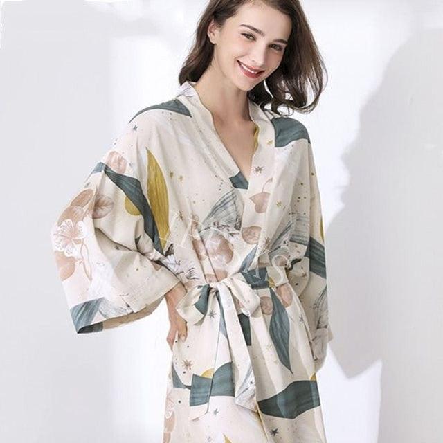 Sleepwear Robe Spring Thin Cotton - silk Women - Amazitshop