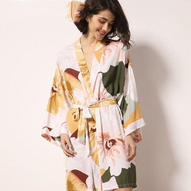 Sleepwear Robe Spring Thin Cotton - silk Women - Amazitshop