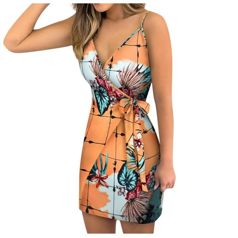Summer New Sleeveless Sling Print Dress For Women - Amazitshop