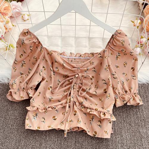 Summer Style Korean Chiffon Shirt Wooden Ear Lace Short - sleeved Top - Amazitshop