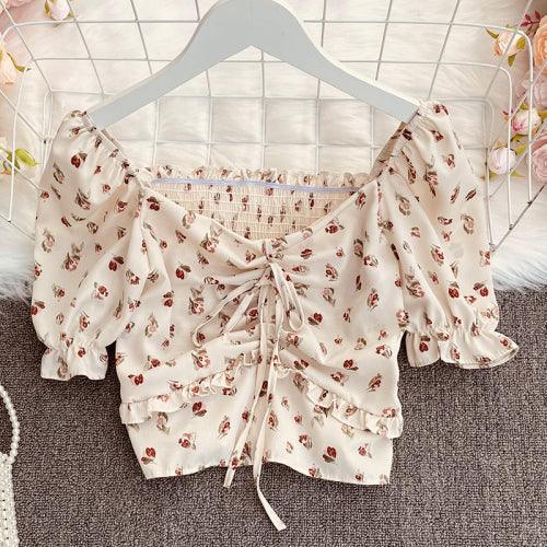 Summer Style Korean Chiffon Shirt Wooden Ear Lace Short - sleeved Top - Amazitshop