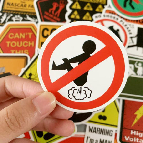 Waterproof 50 removable warning warning sign stickers - Amazitshop
