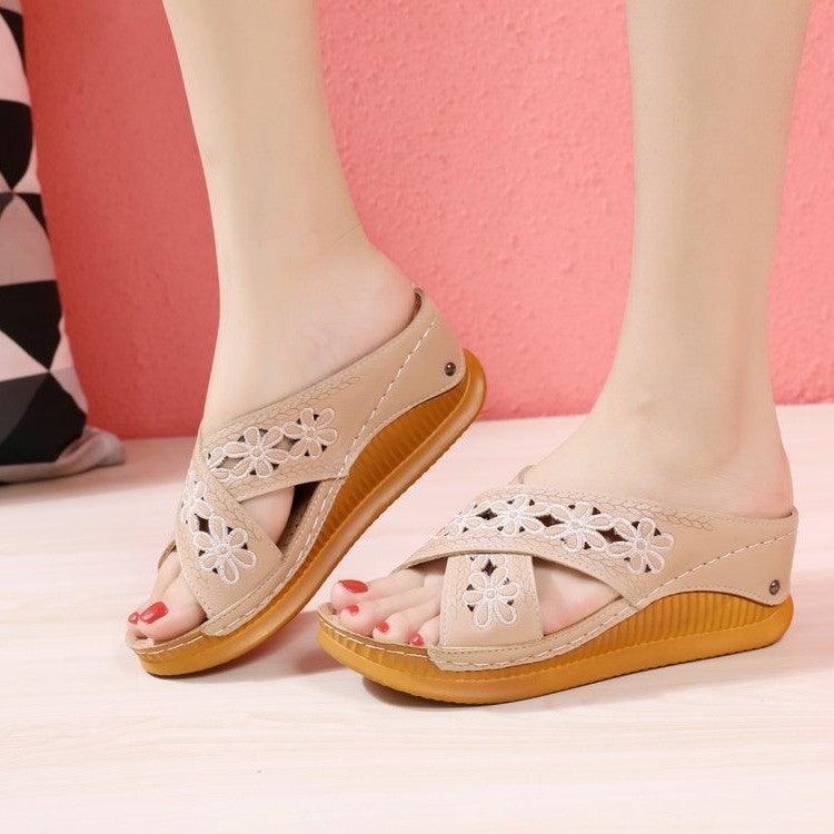 Wear Lightweight Hollow Cross Slippers For Women - Amazitshop