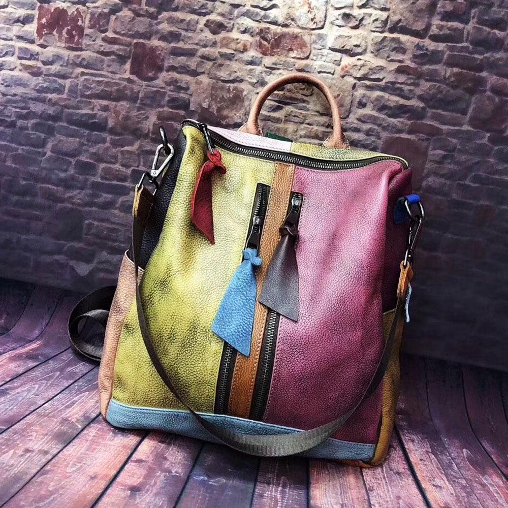Women Backpack Cowhide Leather Backpacks Casual - Amazitshop