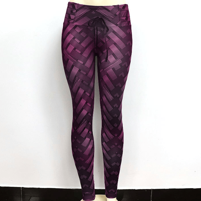 Women High Waist Iron Weave Print Push Up Yoga Workout Leggings - Amazitshop