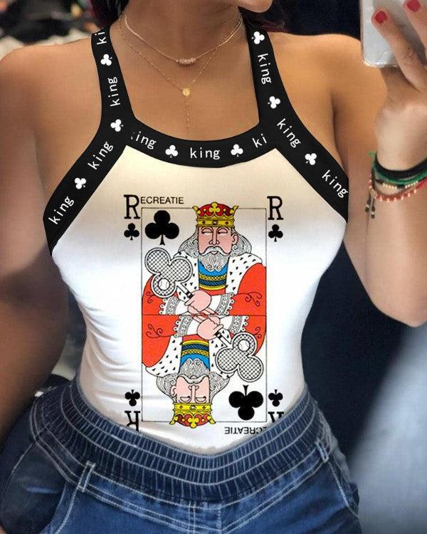 Women Sexy strap print T-shirt - Amazitshop