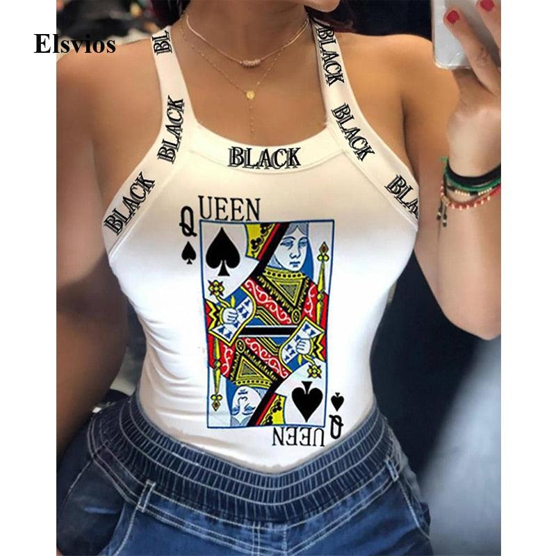 Women Sexy strap print T-shirt - Amazitshop