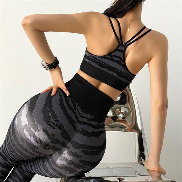 Women Sport Yoga Set Women zebra Pattern - Amazitshop